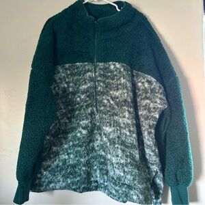 Lularoe Nancy Half Zip Teddy Bear Fleece Green Pullover Jacket Top Sz 2XL